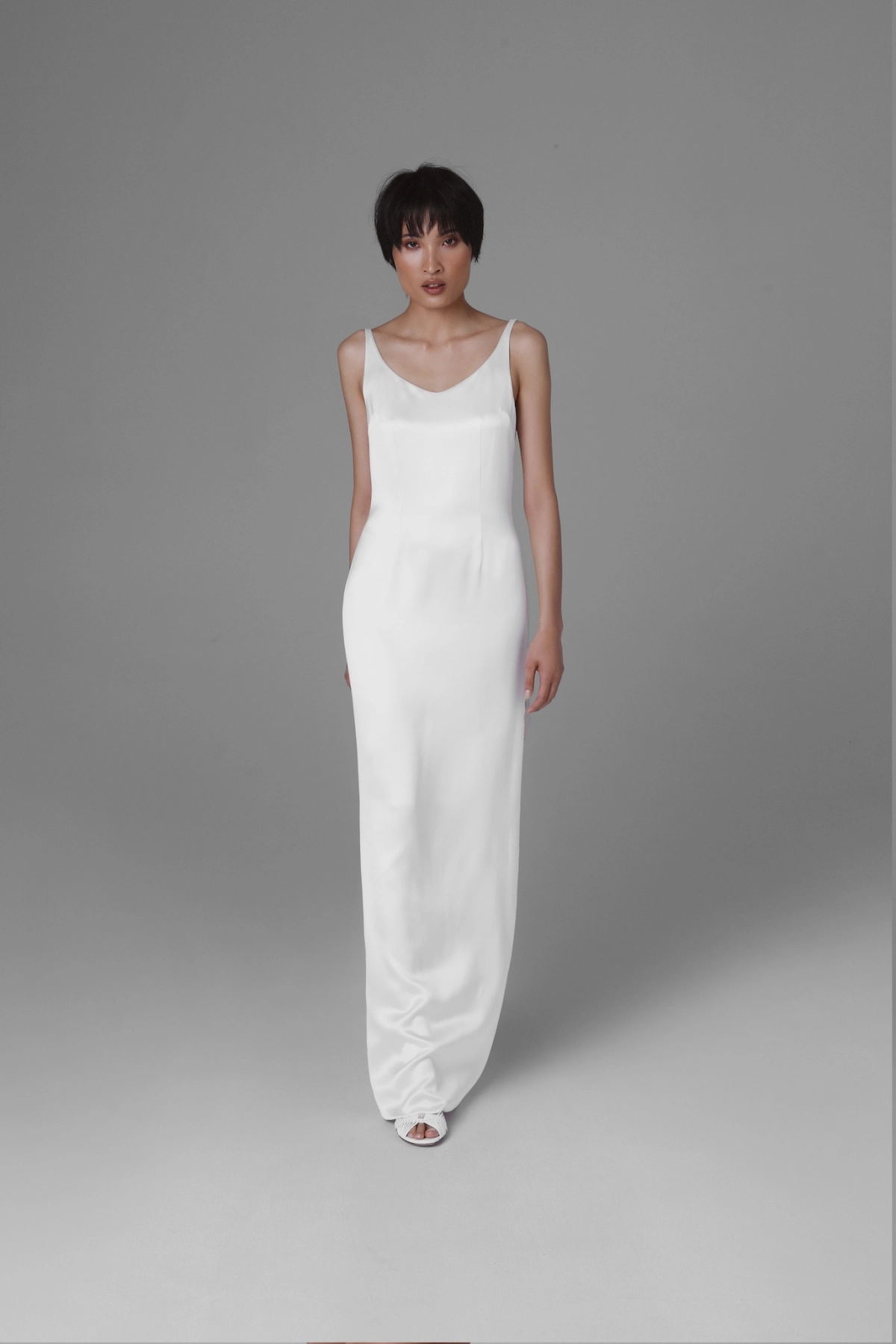Silk Wedding Gown with Deep Back Décolleté and High Slit | Monika Adamska – Luxury Bridalwear