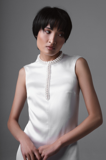Long Silk Wedding Gown with Majorcan Pearls – Monika Adamska