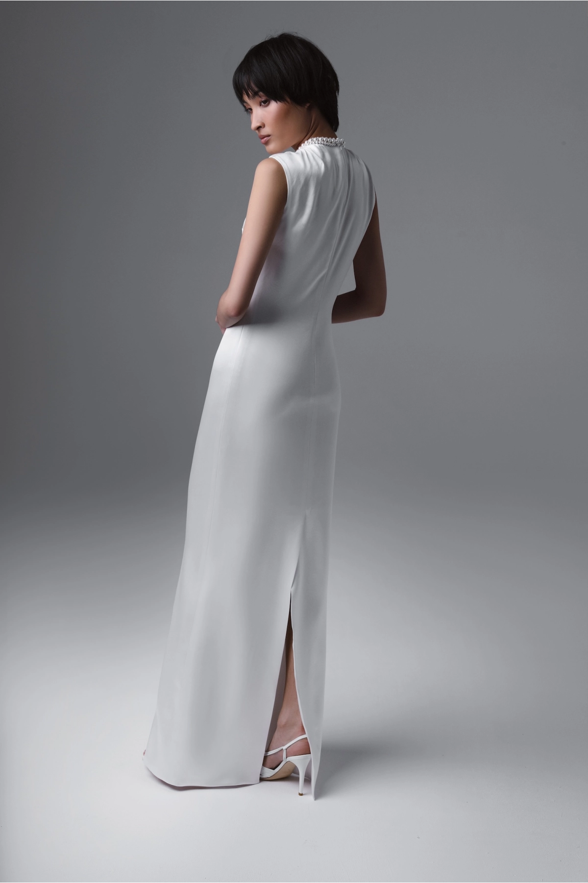 Long Silk Wedding Gown with Majorcan Pearls | Monika Adamska – Luxury Bridalwear