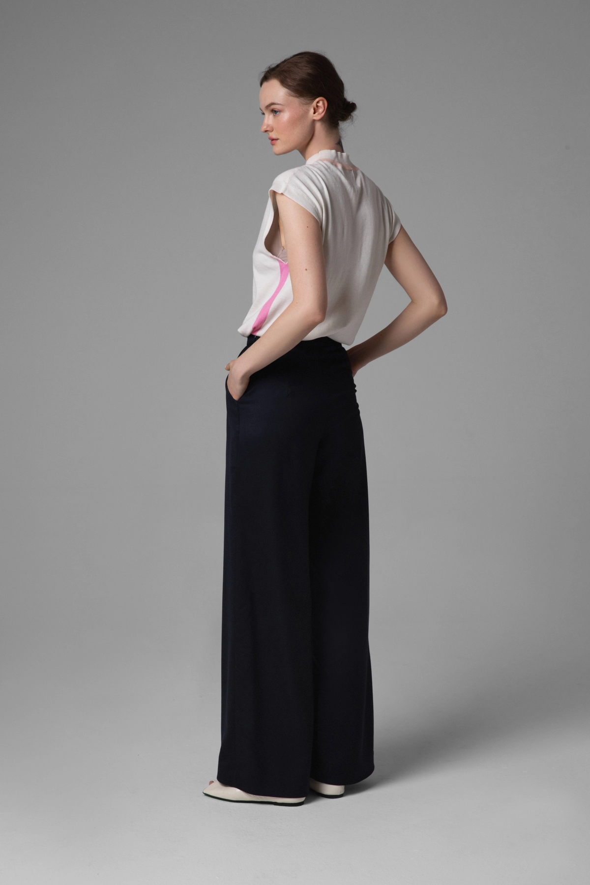 Black Silk Wide-Leg Trousers with Hand-Finished Hems | Monika Adamska – Luxury Womenswear