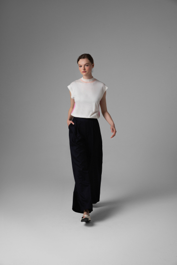 copy of Black Silk Wide-Leg Trousers with Hand-Finished Hems – Monika Adamska