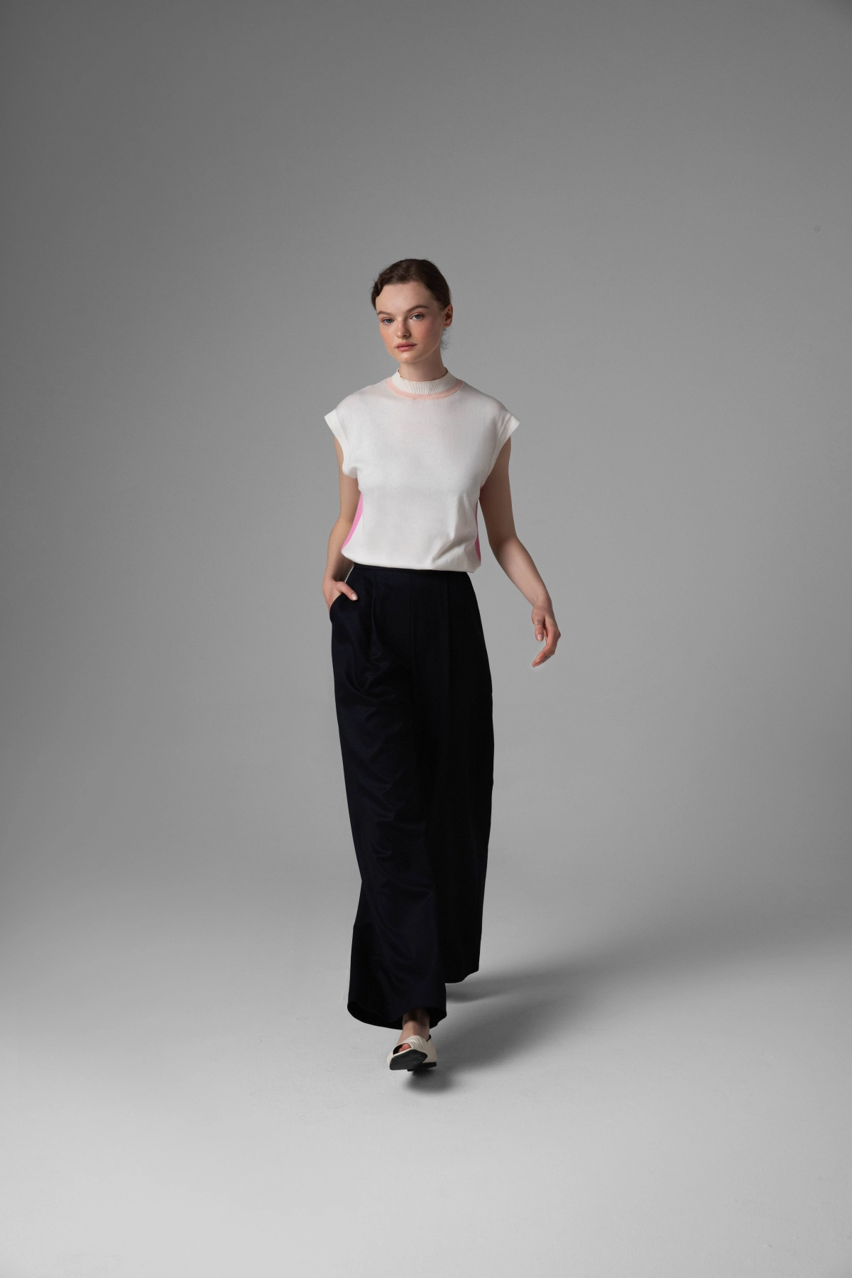 Black Silk Wide-Leg Trousers with Hand-Finished Hems | Monika Adamska – Luxury Womenswear