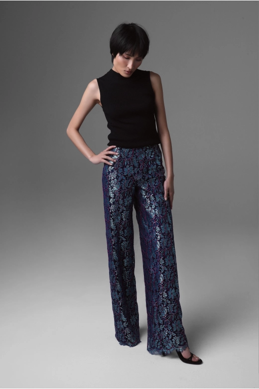 Long Lace Couture Trousers with Silk Satin Lining | Monika Adamska – Luxury Womenswear