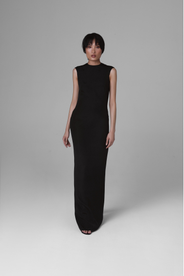 Black Silk Crêpe Floor-Length Evening Gown – Monika Adamska