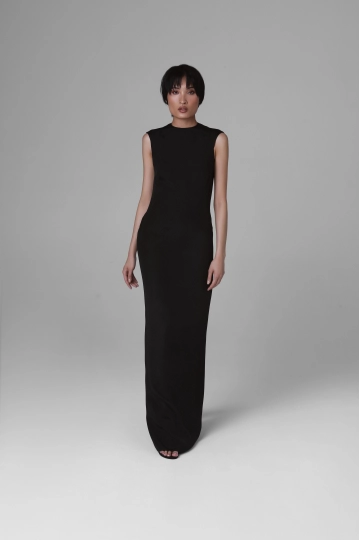 Black Silk Crêpe Floor-Length Evening Gown | Monika Adamska – Luxury Womenswear