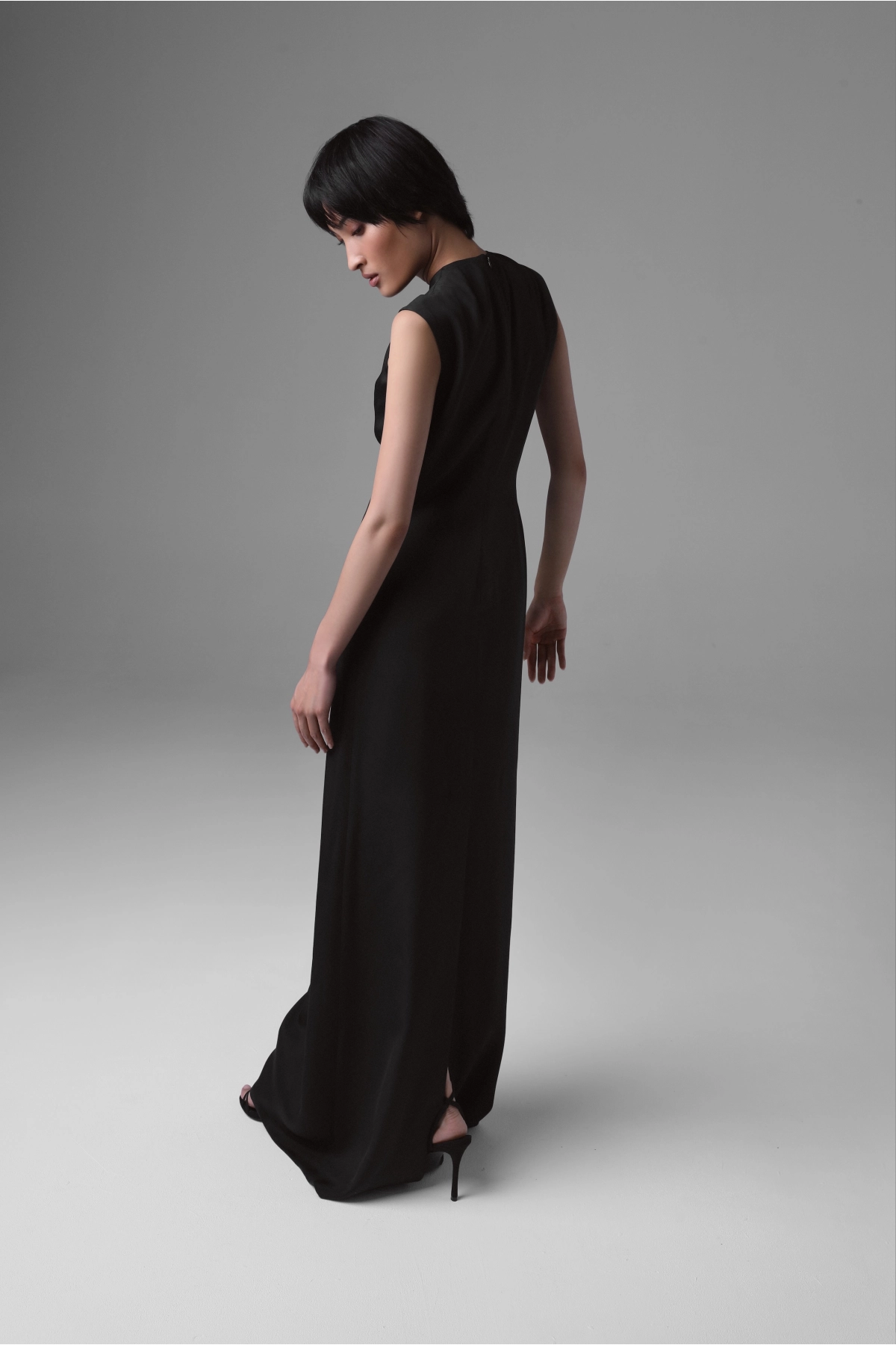 Black Silk Crêpe Floor-Length Evening Gown | Monika Adamska – Luxury Womenswear