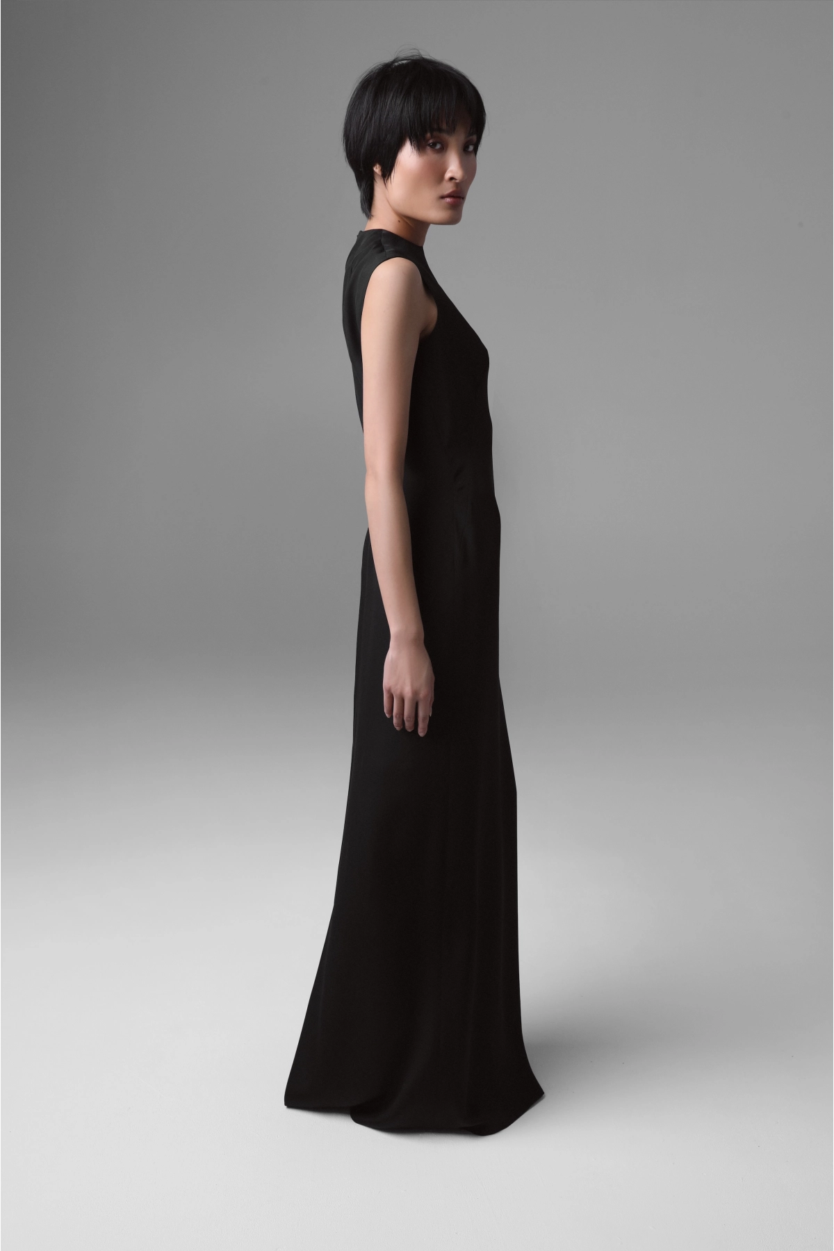 Black Silk Crêpe Floor-Length Evening Gown | Monika Adamska – Luxury Womenswear