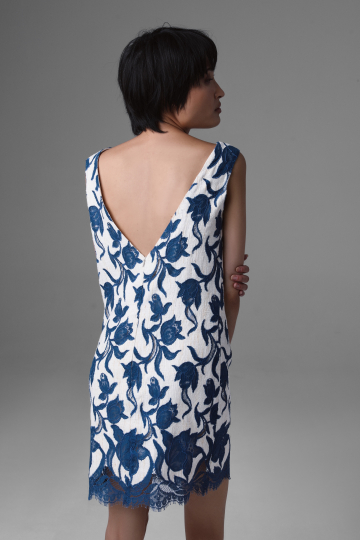 Short Blue Floral Lace Dress – Monika Adamska