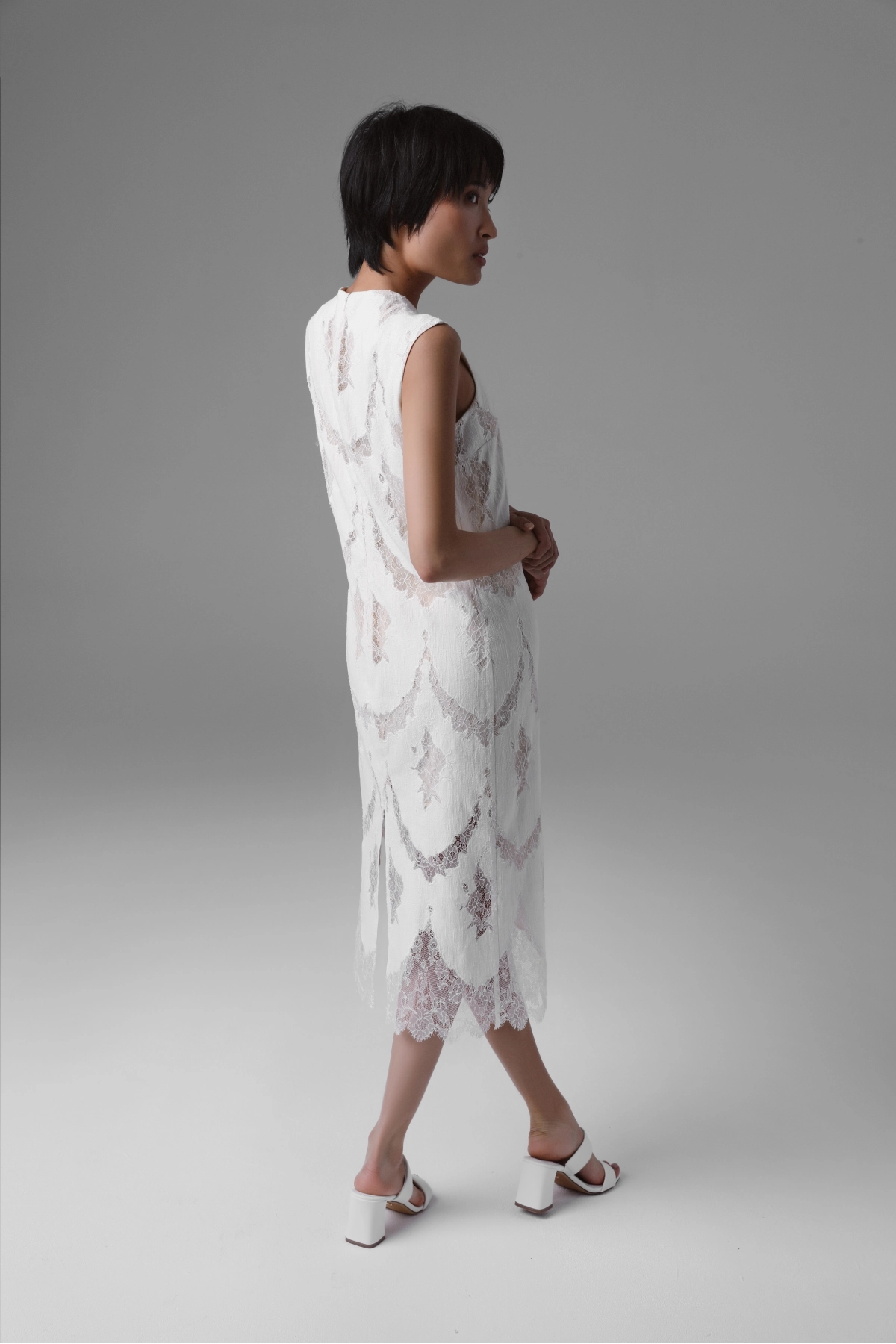Light Lace Midi Dress with Raw Texture | Monika Adamska – Luxury Womenswear