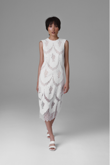 Light Lace Midi Dress with Raw Texture – Monika Adamska