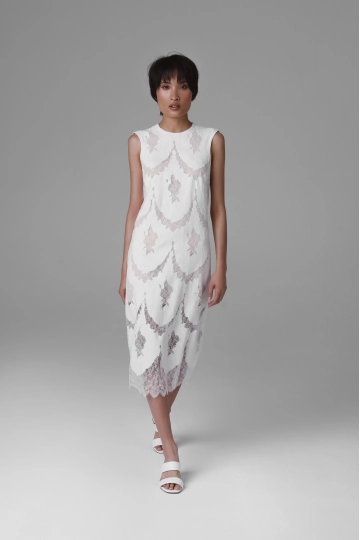 Light Lace Midi Dress with Raw Texture | Monika Adamska – Luxury Womenswear