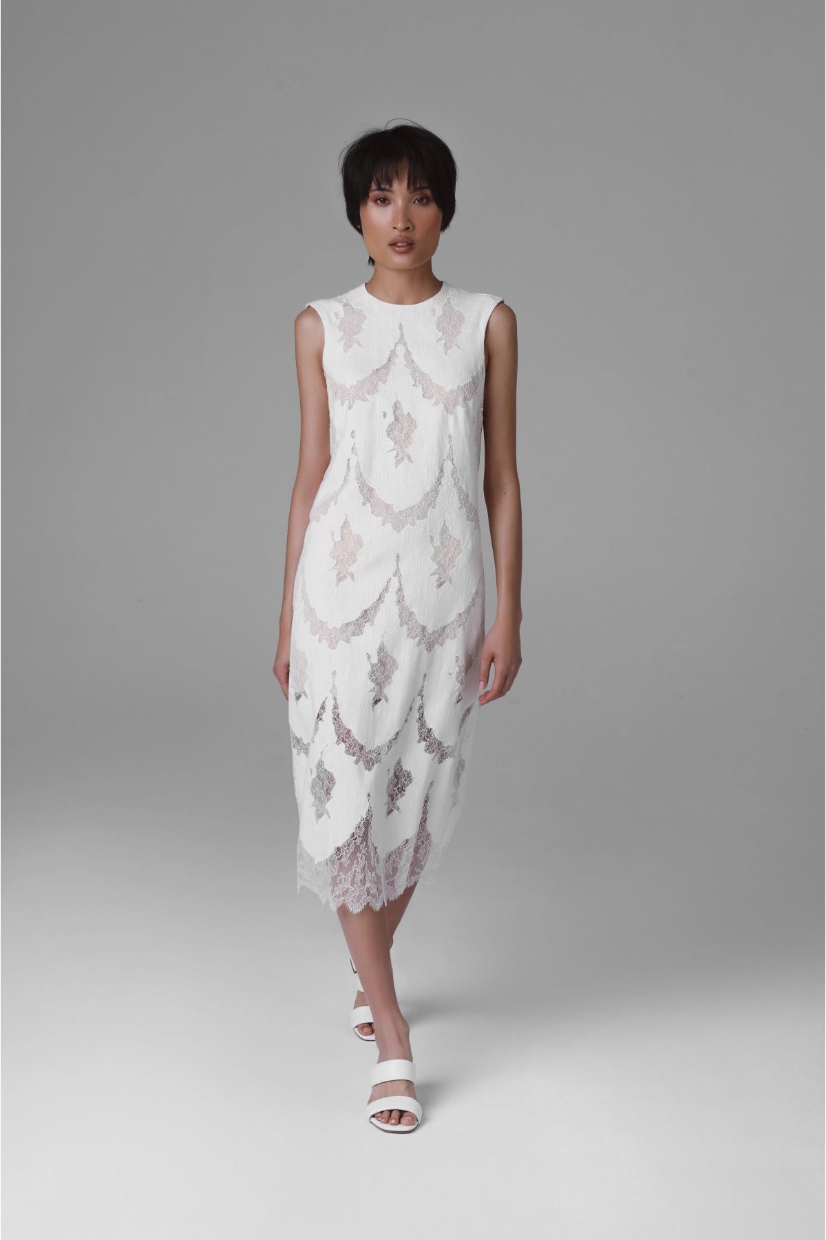 Light Lace Midi Dress with Raw Texture | Monika Adamska – Luxury Womenswear