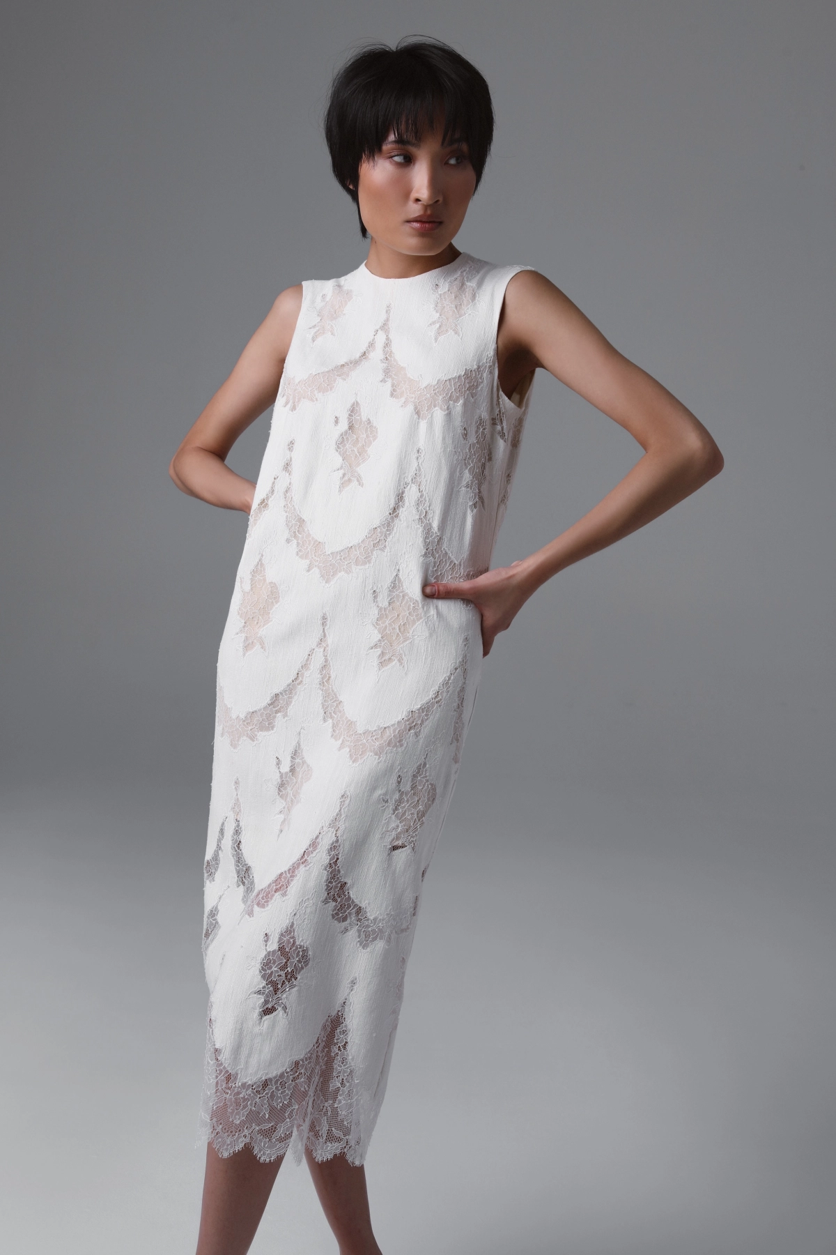 Light Lace Midi Dress with Raw Texture | Monika Adamska – Luxury Womenswear