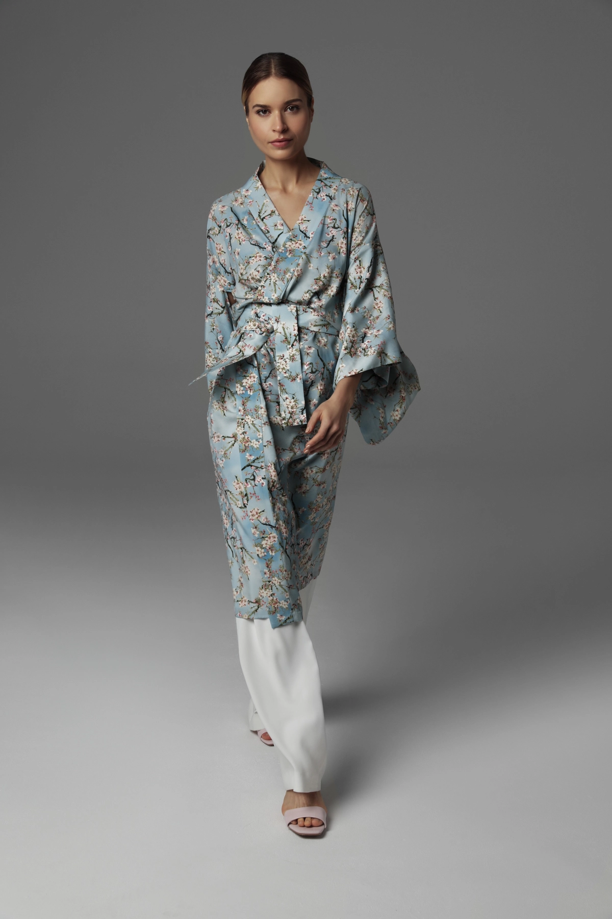 Silk Kimono with Floral Motif Inspired by Japan | Monika Adamska – Luxury Womenswear