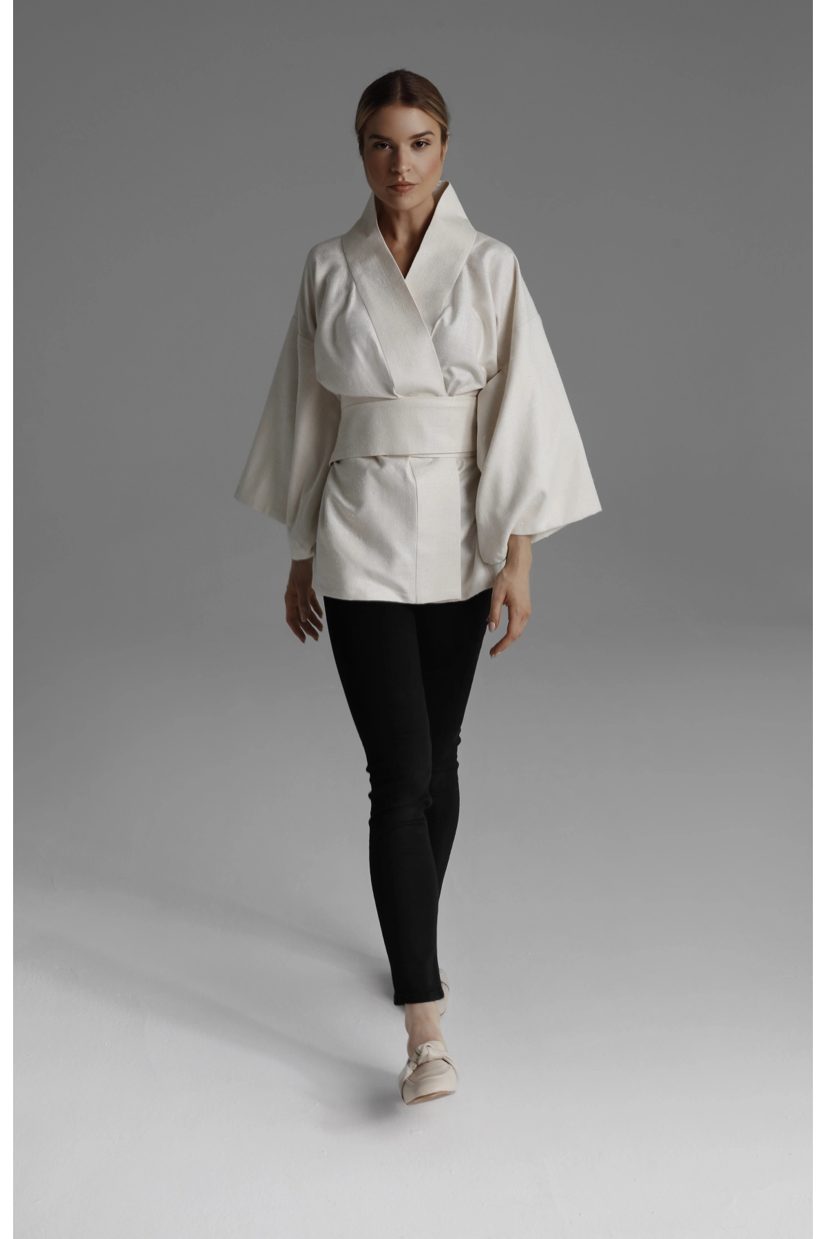 Silk Bourette Kimono with Handcrafted Finishes | Monika Adamska – Luxury Womenswear