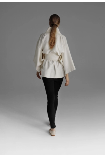 Silk Bourette Kimono with Handcrafted Finishes | Monika Adamska – Luxury Womenswear