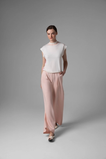 Black Silk Wide-Leg Trousers with Hand-Finished Hems | Monika Adamska – Luxury Womenswear