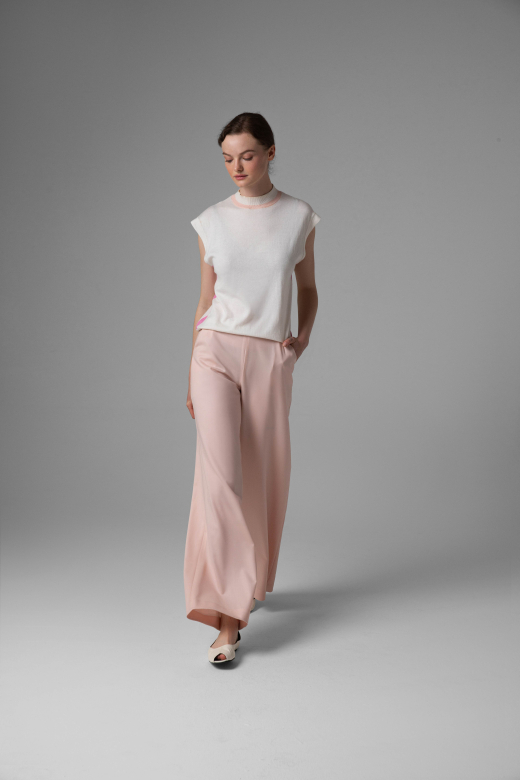 Light wool wide-leg trousers