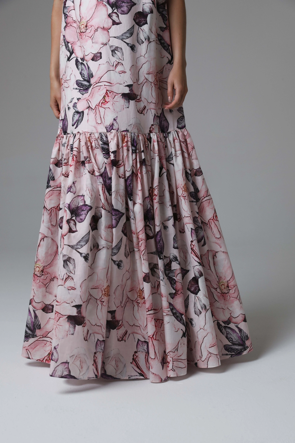 Monika Adamska dress, ruffle and gathering detail, subtle flowers